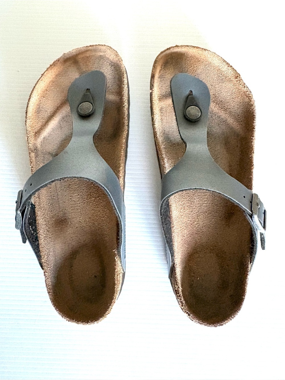 Birkenstock Women's Gray Thong Sandals with Buckle